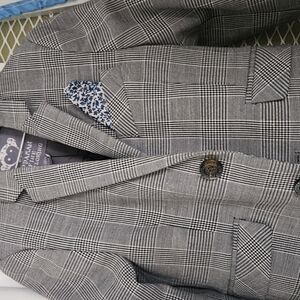 Kids Plaid Blazer Set - Gray